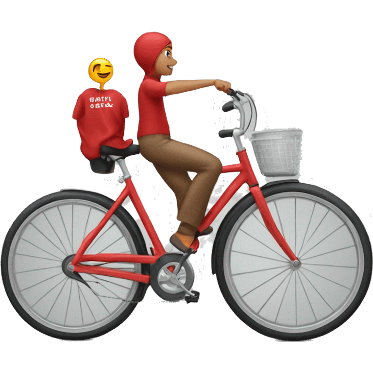 Chat rouge en survêtement sur un vélo  emoji