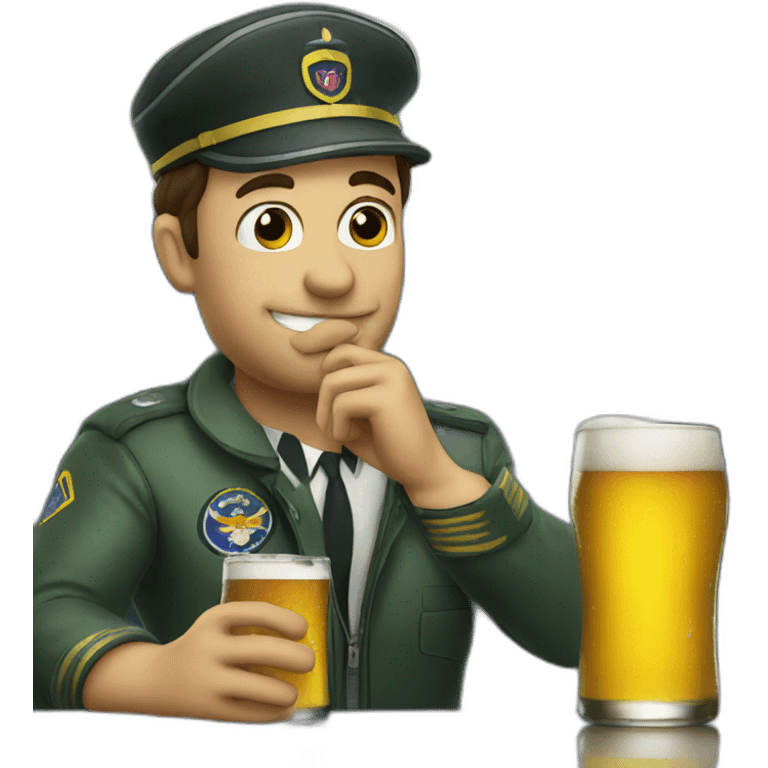 Pilot drinking a beer emoji