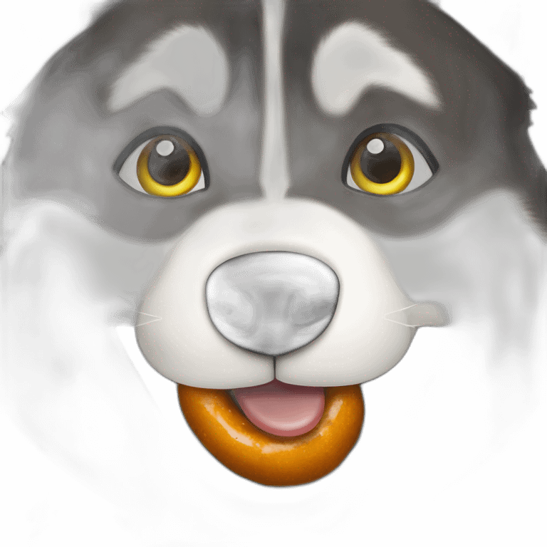 Husky eats sausages emoji