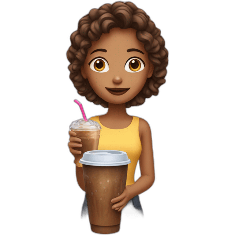 Girl with iced coffee emoji