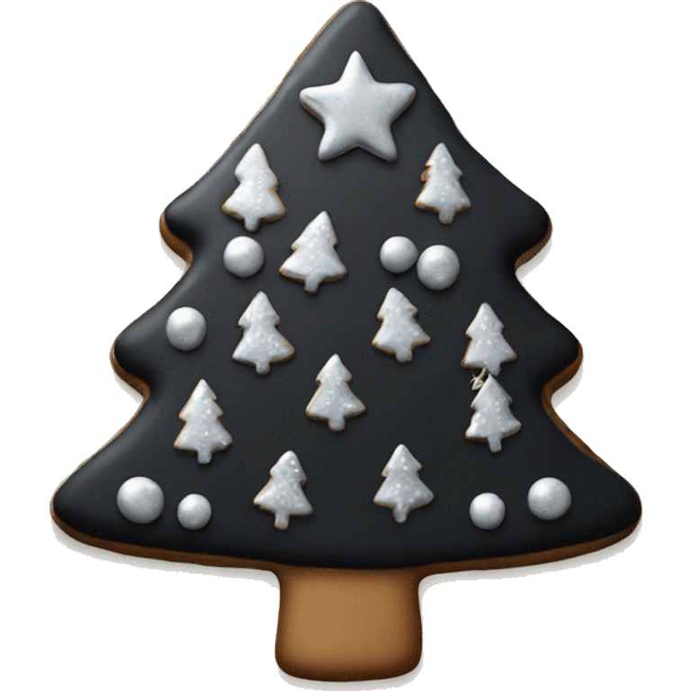 Black and silver Christmas tree cookie  emoji