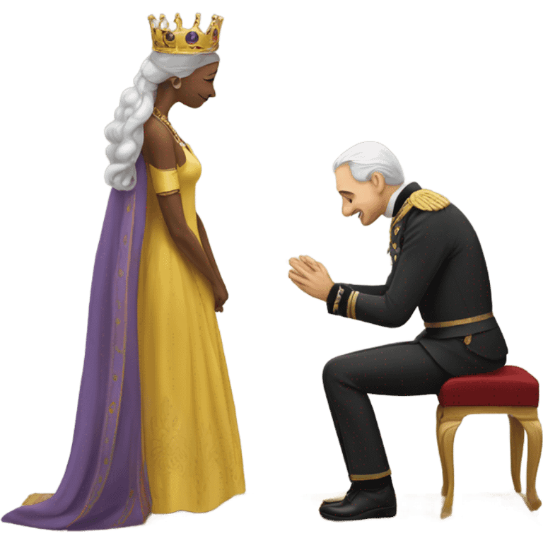 Man bowing before a queen emoji