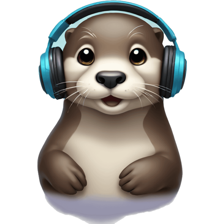 Cute otter with headphones emoji