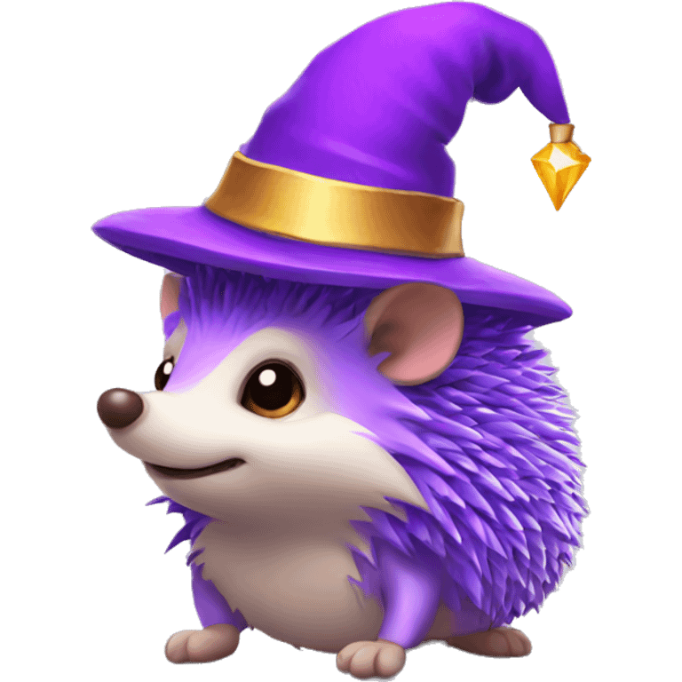 Purple hedgehog with wizard hat emoji