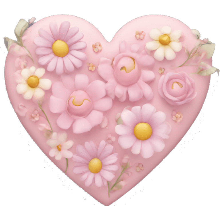 Pastel pink heart and flowers emoji