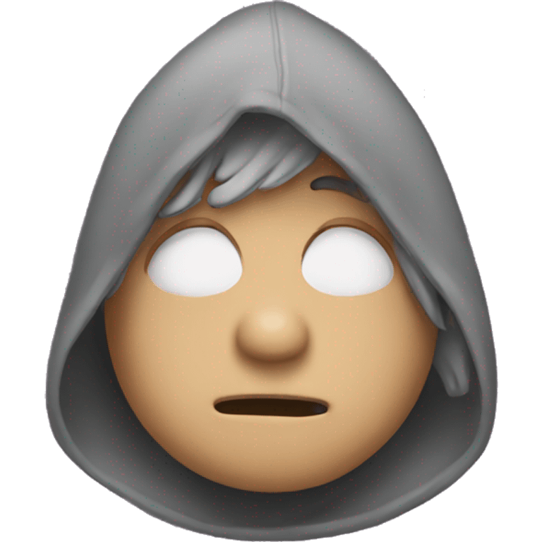 embarrassed face with hoodie emoji