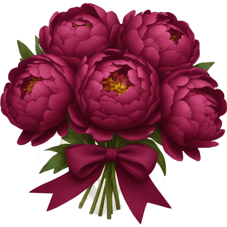 Big bouquet of burgundy peonies with a bow emoji