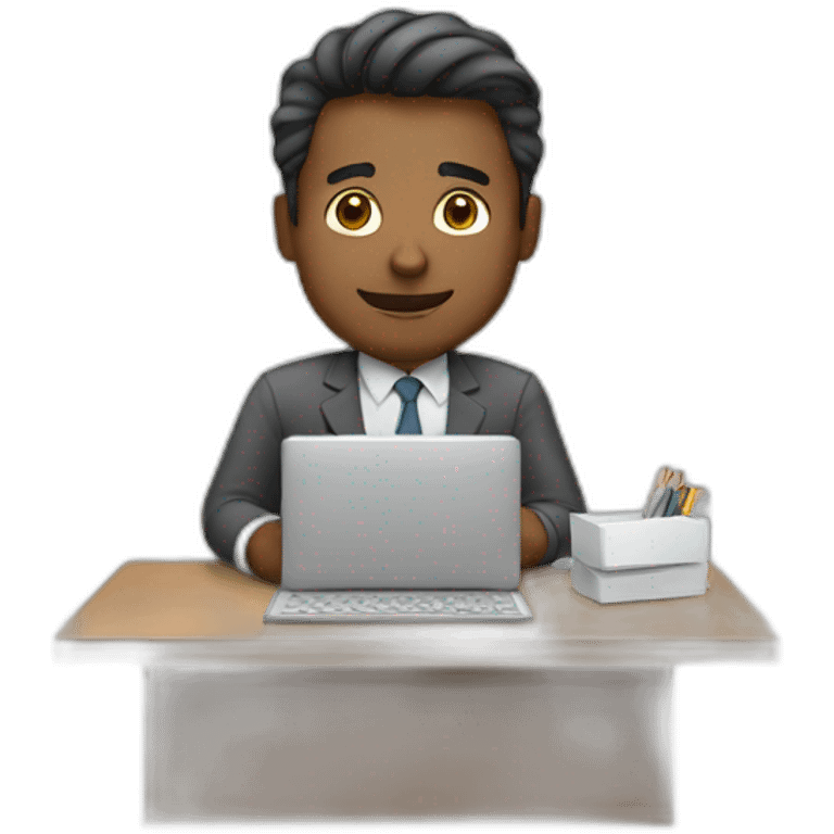 A man pretending to work his desk job emoji