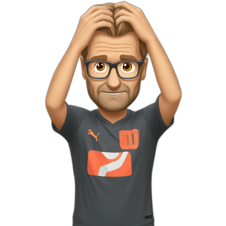 jurgen klopp placing hands under the head emoji