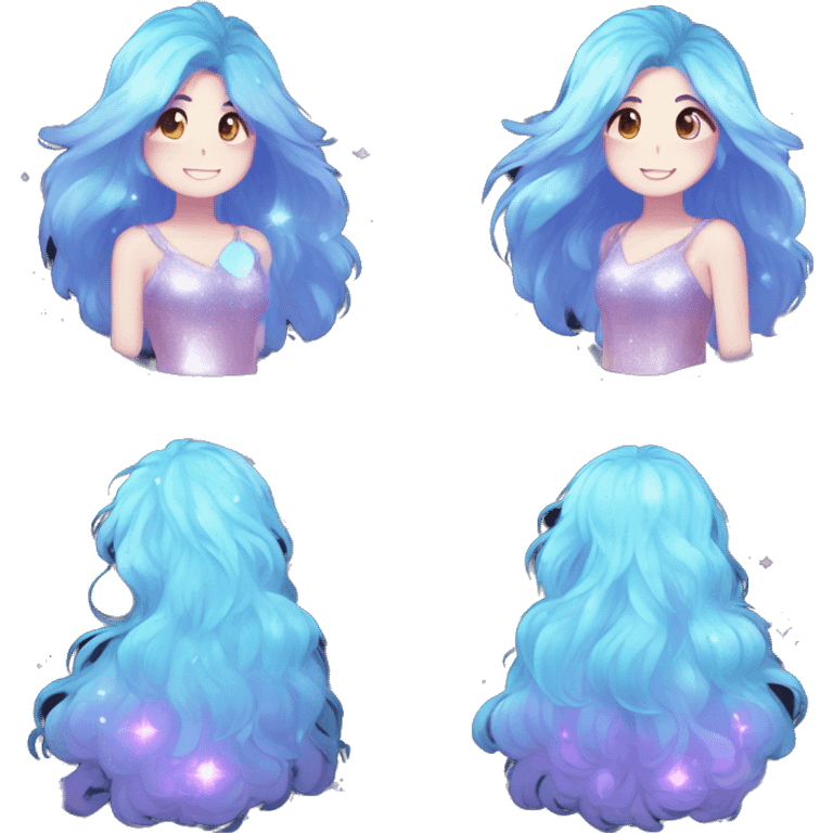 Shiny Sparkly Fluffy Long hair Kawaii Ethereal Anthro Sona Nebula-Crystal-Fakemon emoji