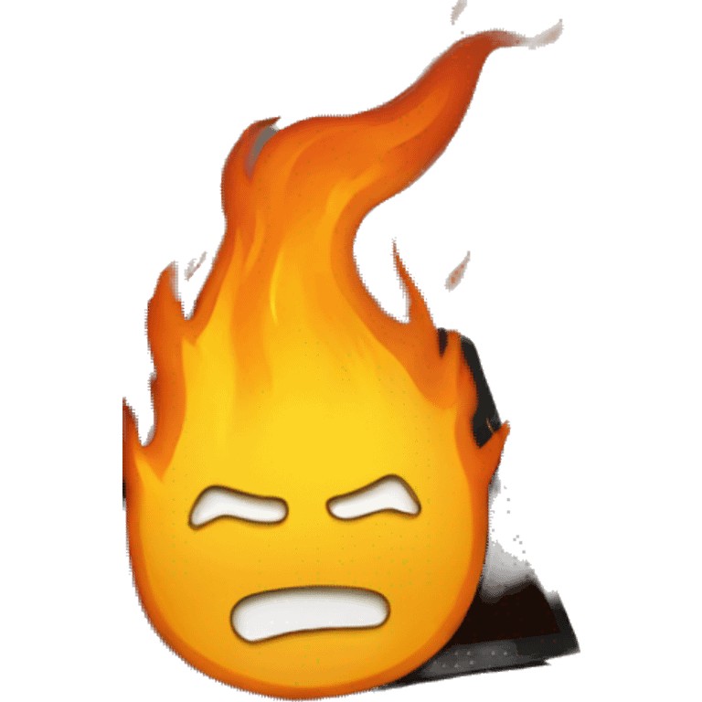 Emoji with laptop on fire emoji