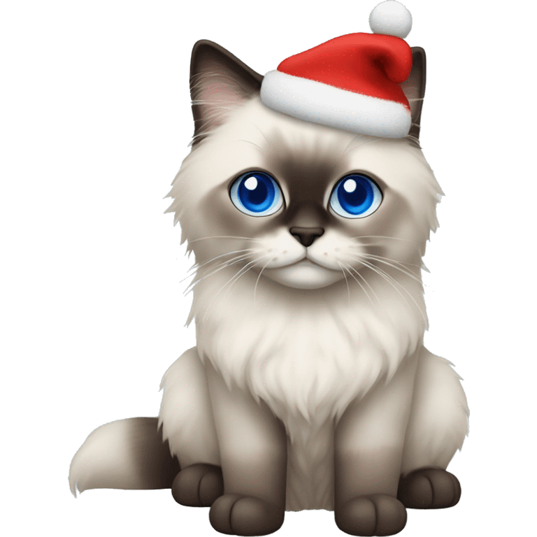 Ragdoll with blue eyes in christmas sweater emoji