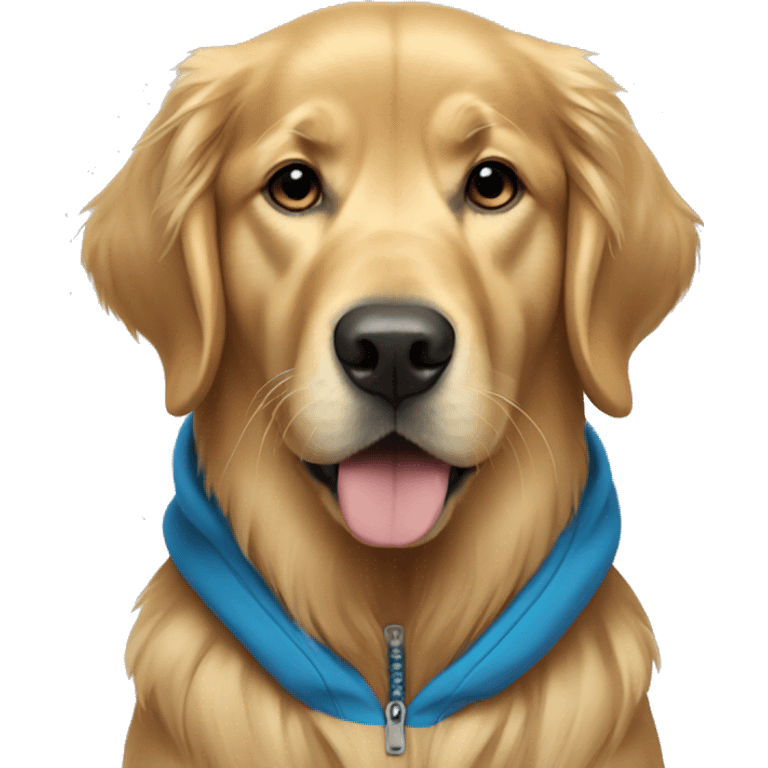 Golden retriever wearing a blue hoodie  emoji