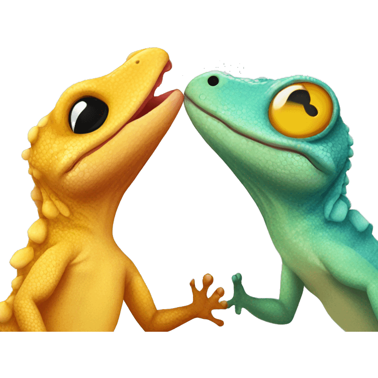 This gecko and a cute chick kissing emoji