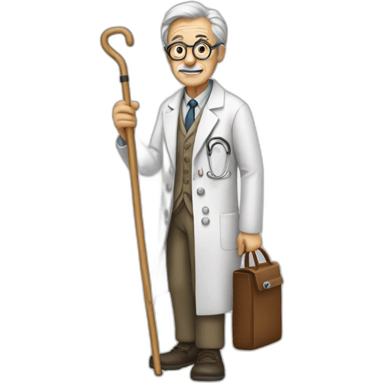 old doctor with cane emoji