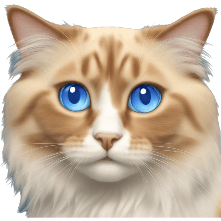 orange bicolor ragdoll cat with blue eyes emoji