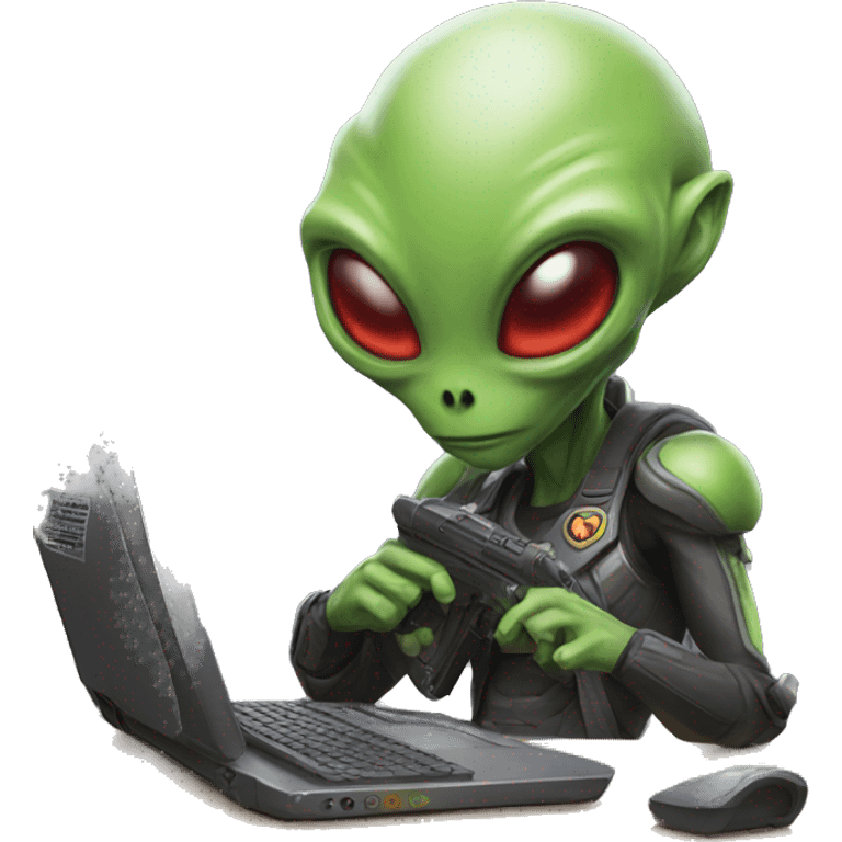 Alien playing overwatch game emoji