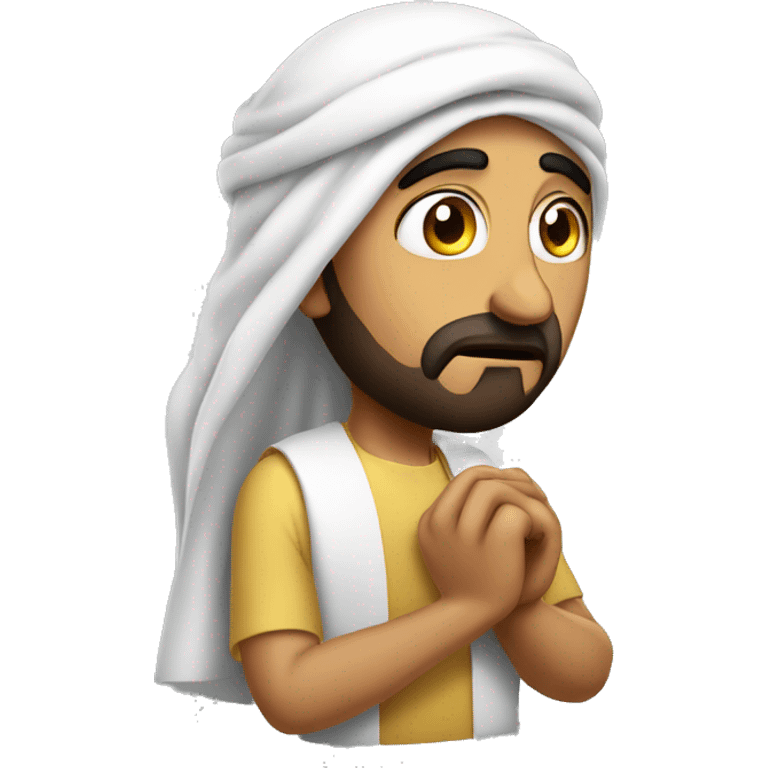 Arab holding his head with his hands photorealistic serious emoji