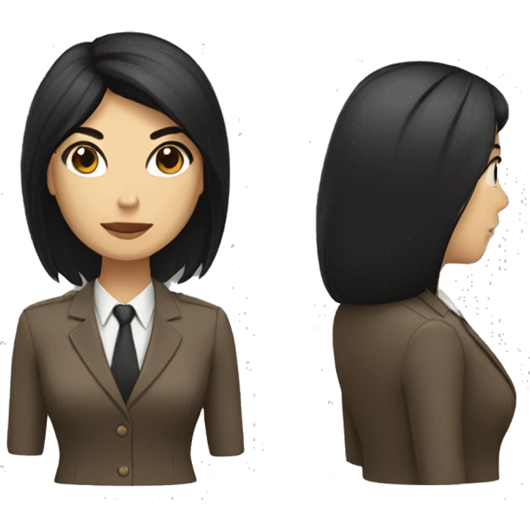 Female defense attorney with long black hair with brown suit emoji