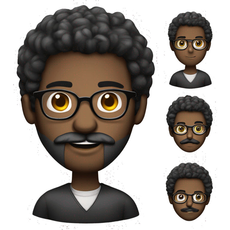 homem jovem branco de oculos redondo cabelo e bigode enrolado preto emoji