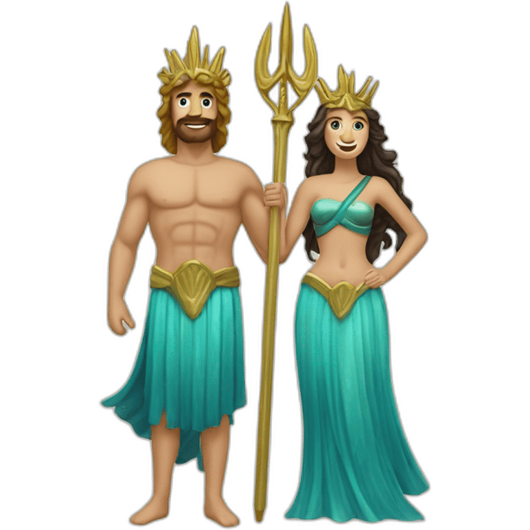 Couple poseidon (trident) et sirène emoji