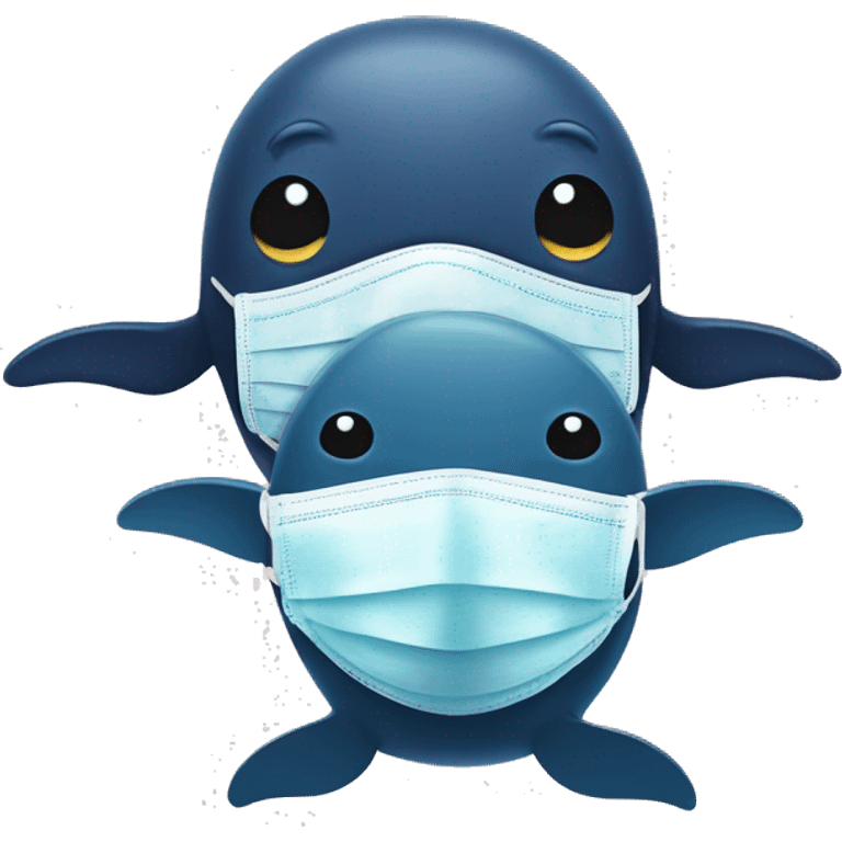 Whale and a seal wearing a face mask emoji