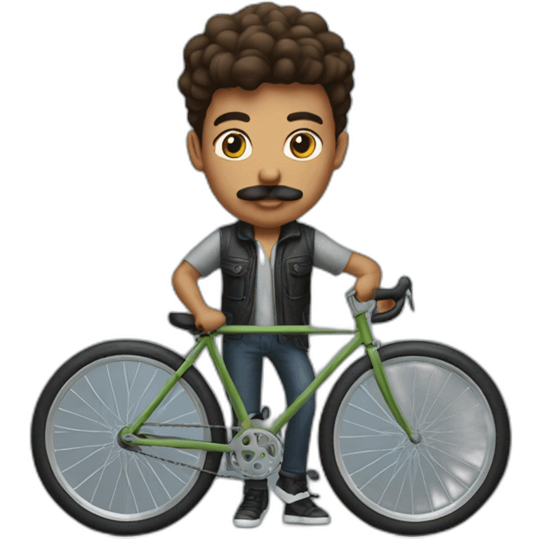 young Man with moustache on a bike emoji