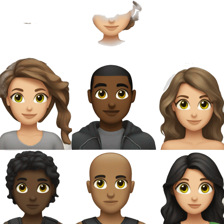 light brown hair green eyes olive skin woman and black hair brown eyes brown skin man emoji