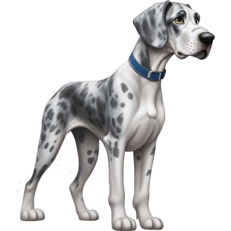 Blue Merle Great Dane in snow emoji