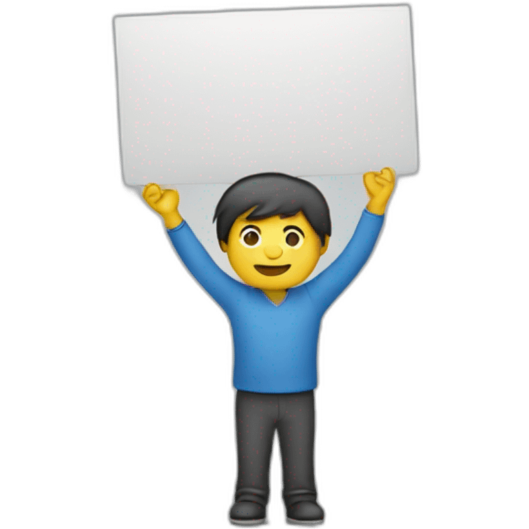 person holding a sign above his head emoji