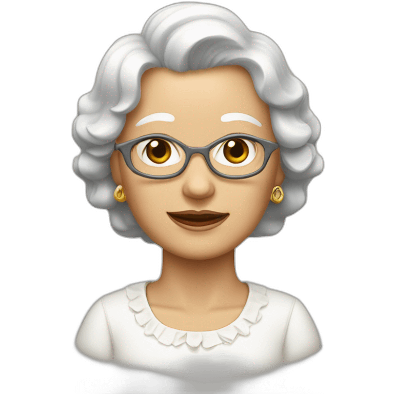 señora de 100 años, con arrugas, pelo blanco y rulos emoji