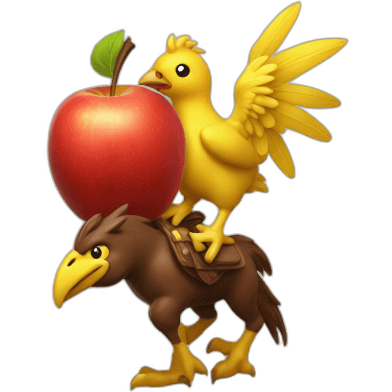 red apple riding a chocobo emoji