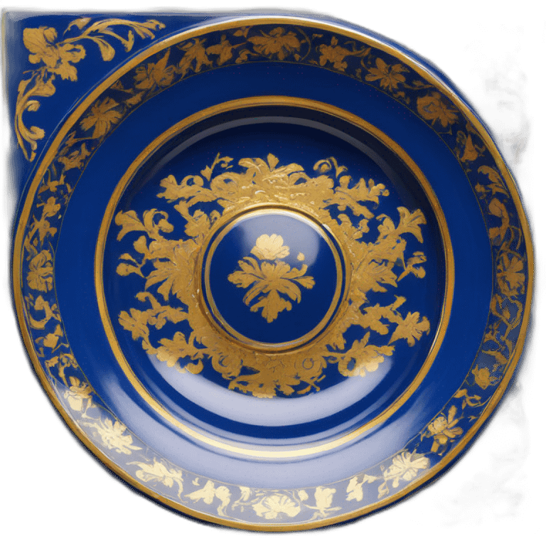 petrikivska ornament blue plate with gold emoji