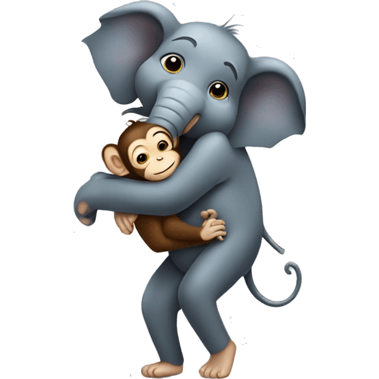 Monkey giving a hug to an elephant  emoji