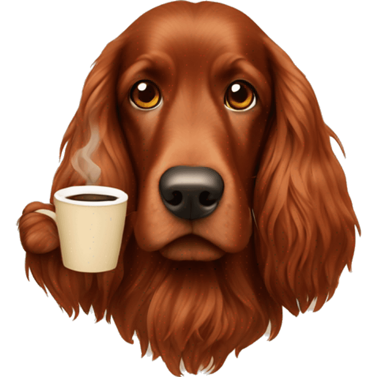 Irish setter with coffee emoji