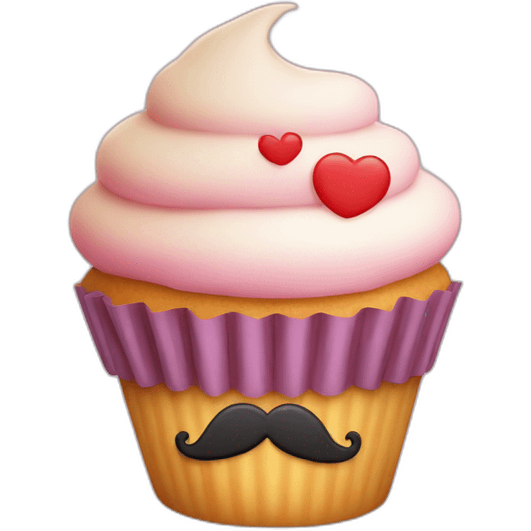 Cute Cupcake with moustaches  emoji