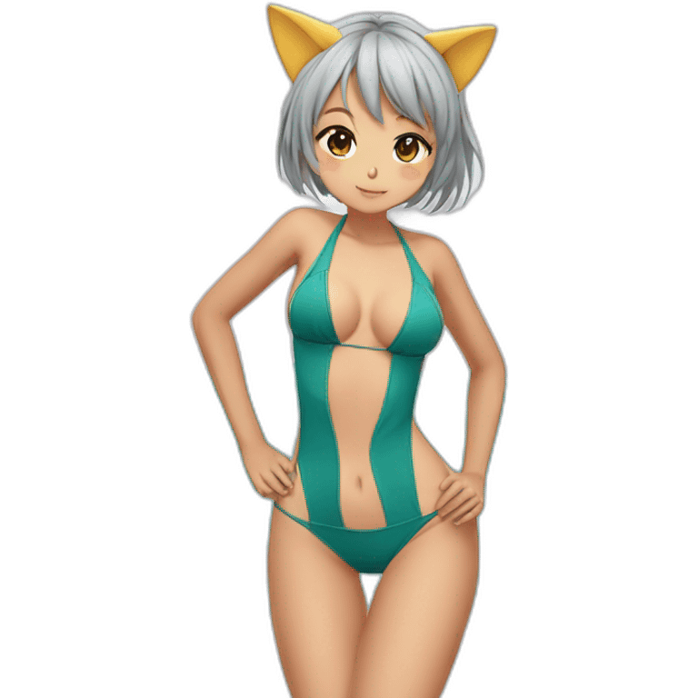 Anime hot catgirl swim suit big b00bs emoji