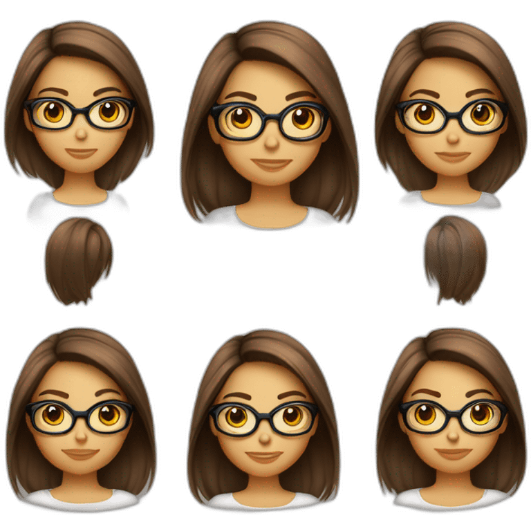 Fille a lunettes cheveux lisses brun mi-court emoji