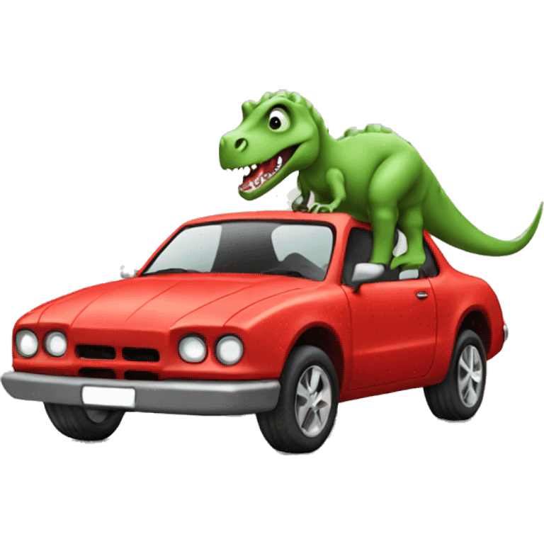 dinosaur with red car emoji