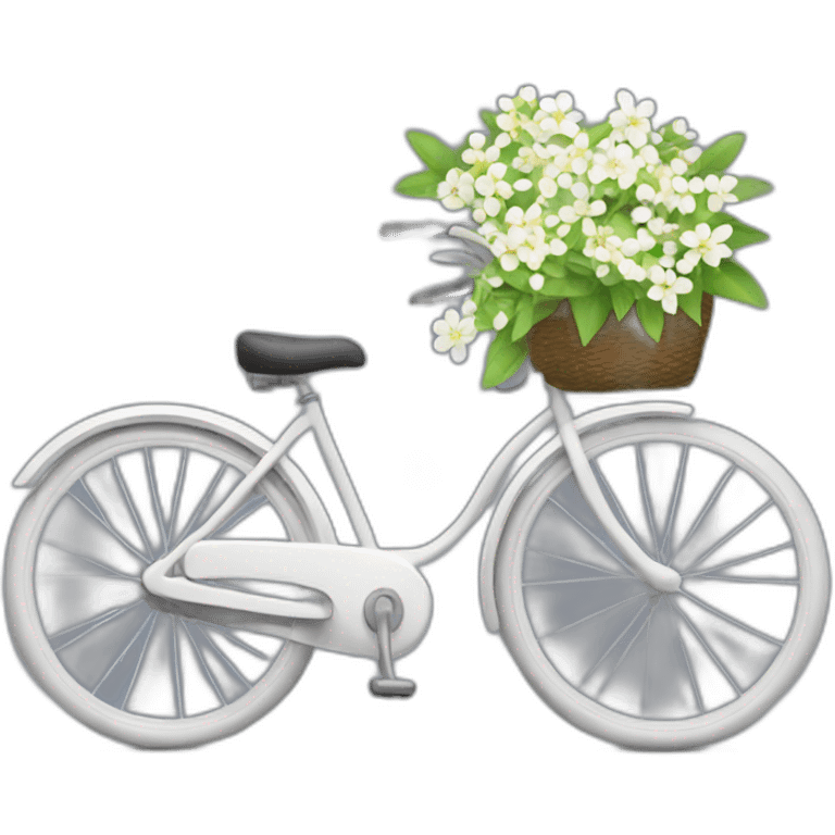 Bicycle with one tyre as jasmine flower emoji