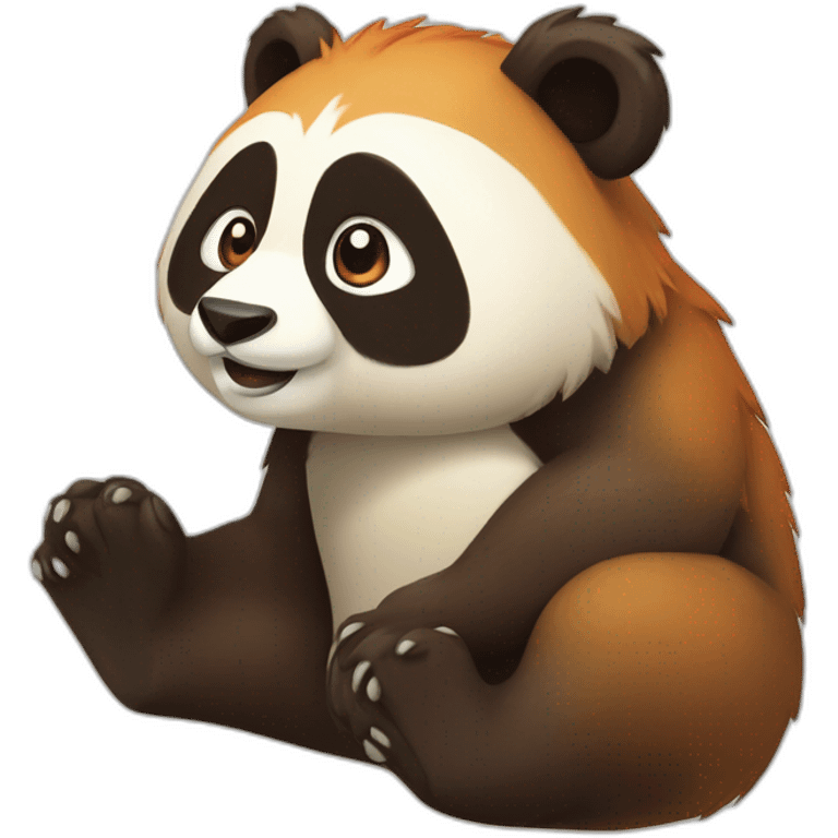 Un panda roux sur un Tanuki emoji