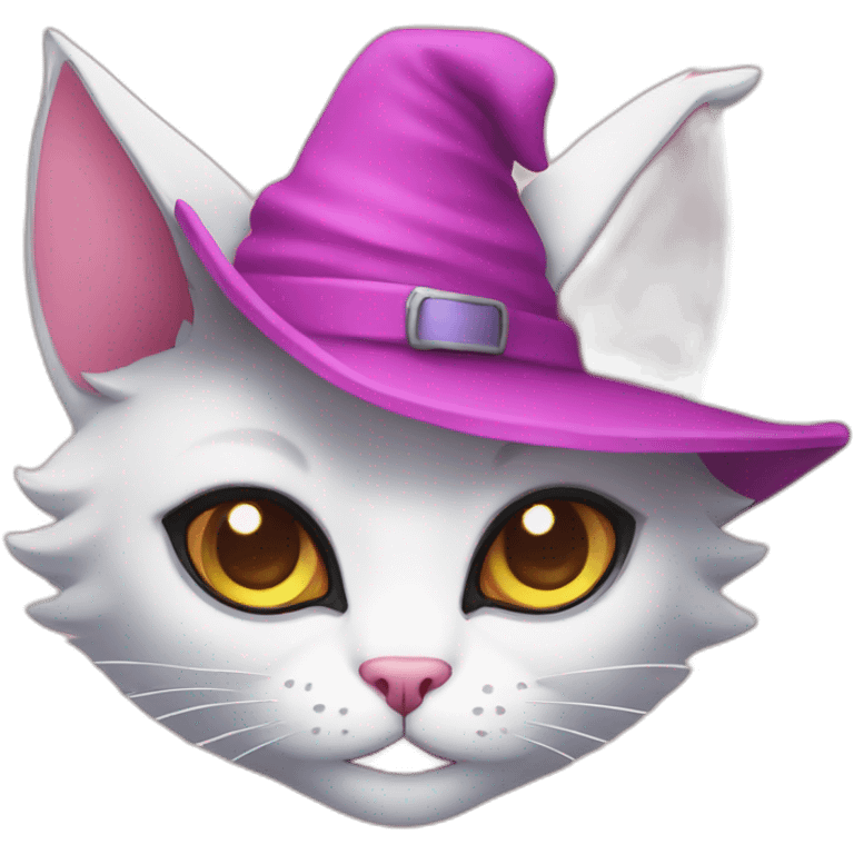 witchcat with pink eyes and light pink hat emoji