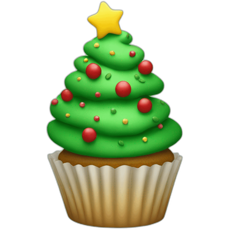 Happy Christmas tree cupcake emoji