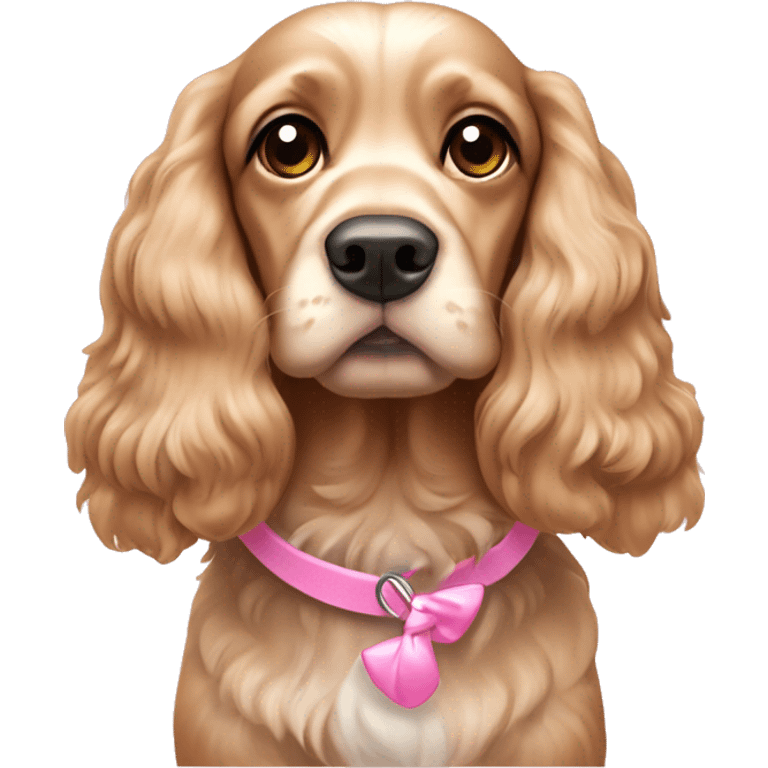 Cocker spaniel wearing pink ear bows emoji