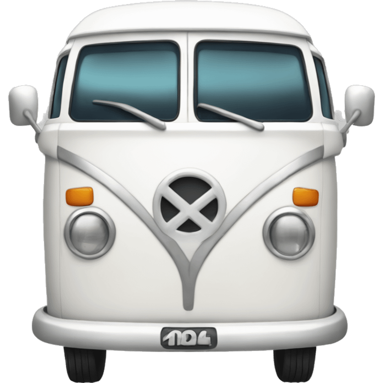 White camper van with surfboards on the roof emoji