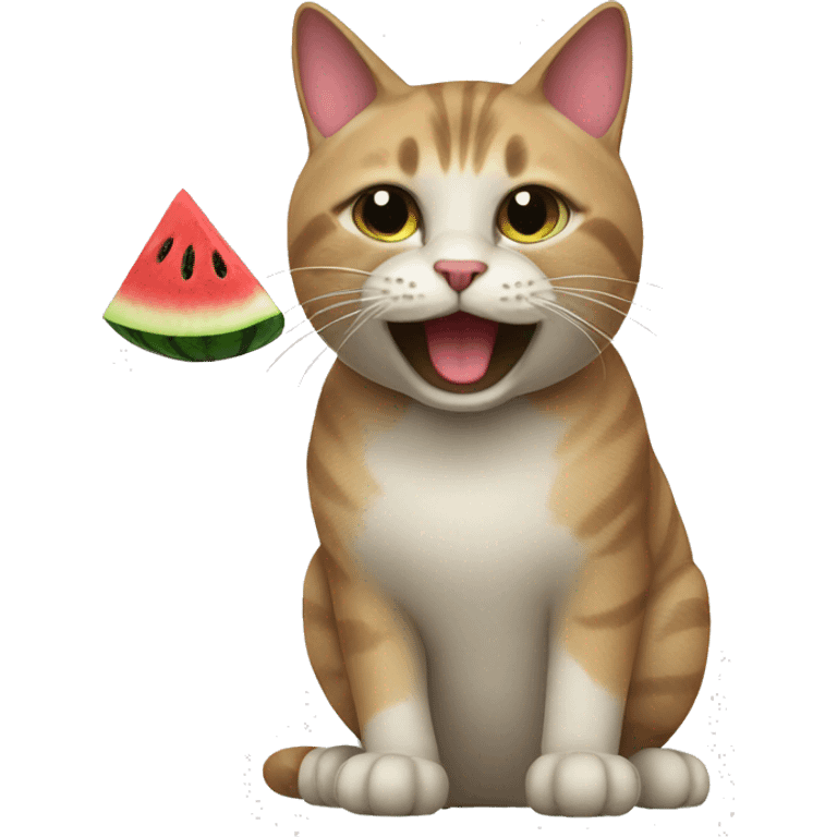 Cat with watermelon emoji