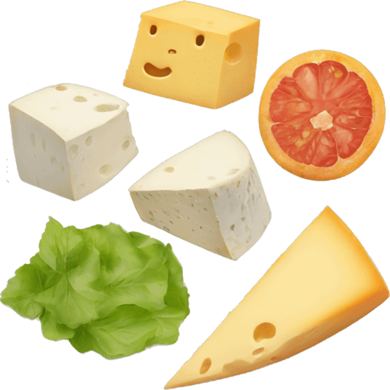 different cheeses with hidden faces on a plate emoji