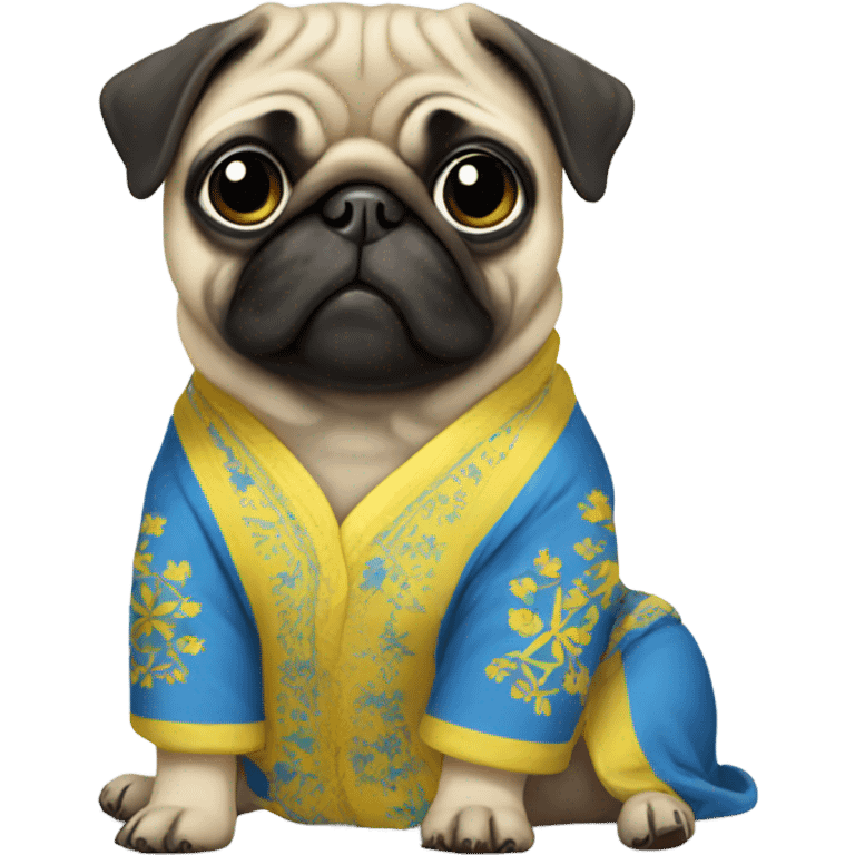 Pug wearing Ukraine Pyjama  emoji