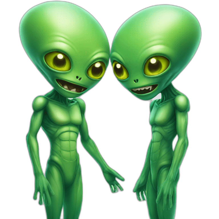 Two green aliens Talking to each other emoji