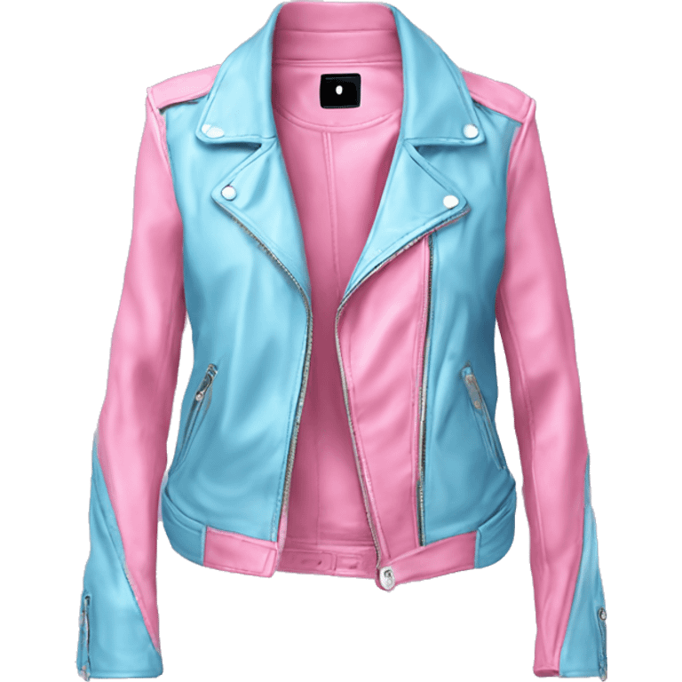 Realistic bubblegum pink silk tank top underneath pastel blue leather jacket isolated.  emoji